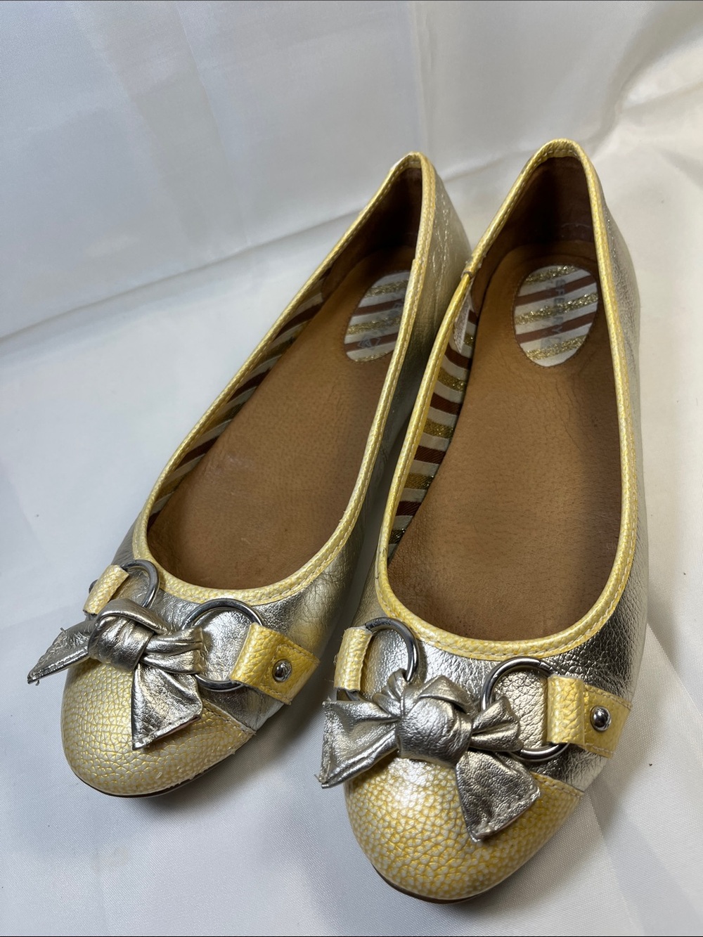 Sperry Metallic Gold and Silver Bow Flats